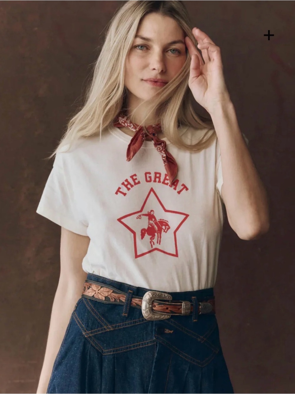 The Great Boxy Crew With Rodeo Star Graphic in Washed White, Sz 3/L